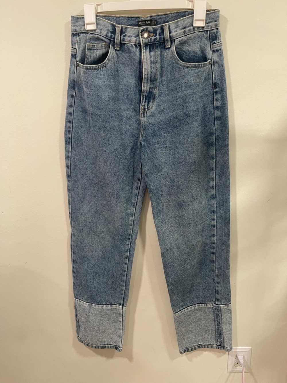 Nasty Gal Distressed Light Blue Stonewash Jeans